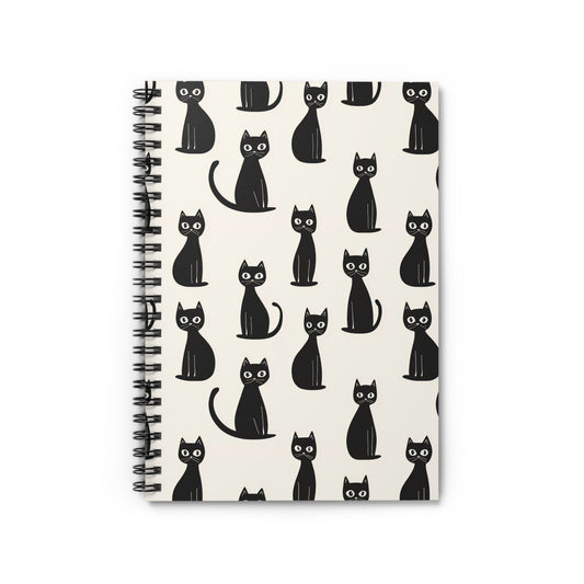 Black Cat Pattern Spiral Notebook