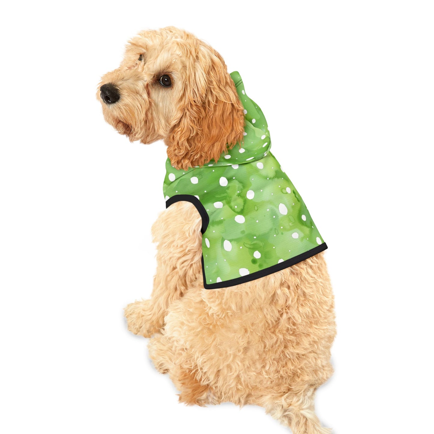 Green Watercolor Polka Dot Pet Hoodie