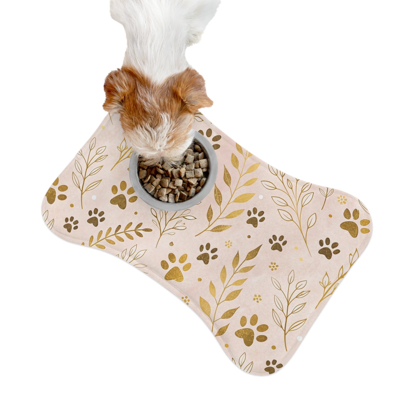 Pink Gold Paw Print & Botanical Spill-Proof Placemat