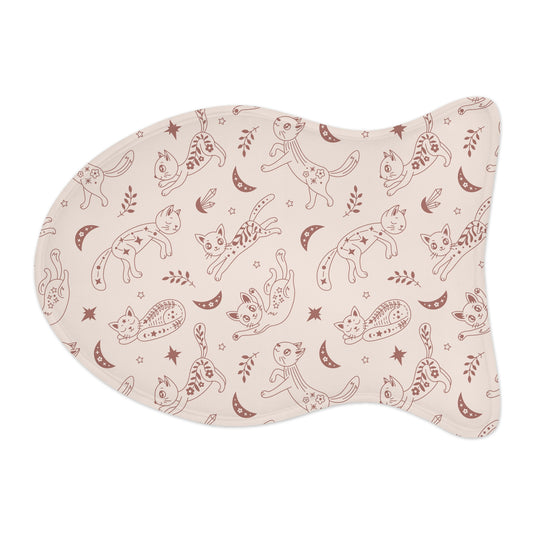 Cat-Shaped Feeding Mat with Whimsical Moon & Cat Pattern