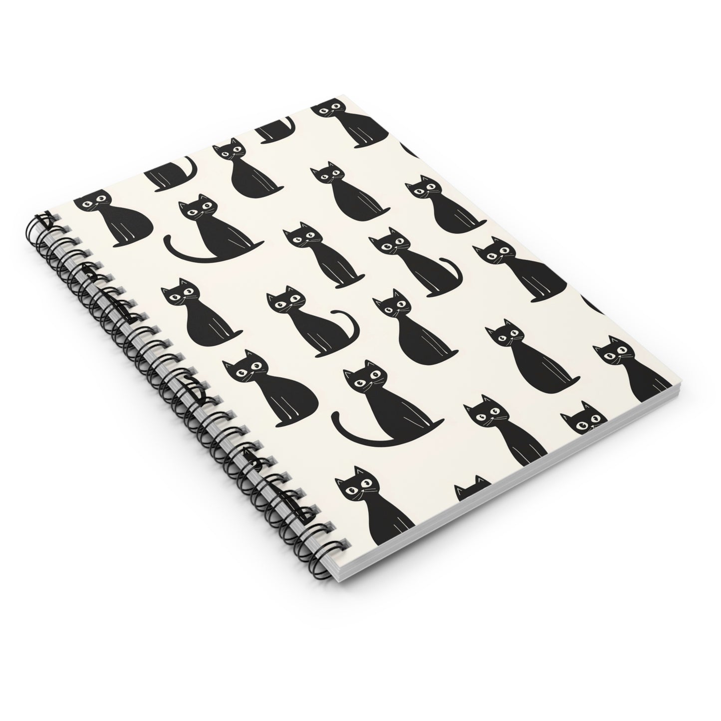 Black Cat Pattern Spiral Notebook