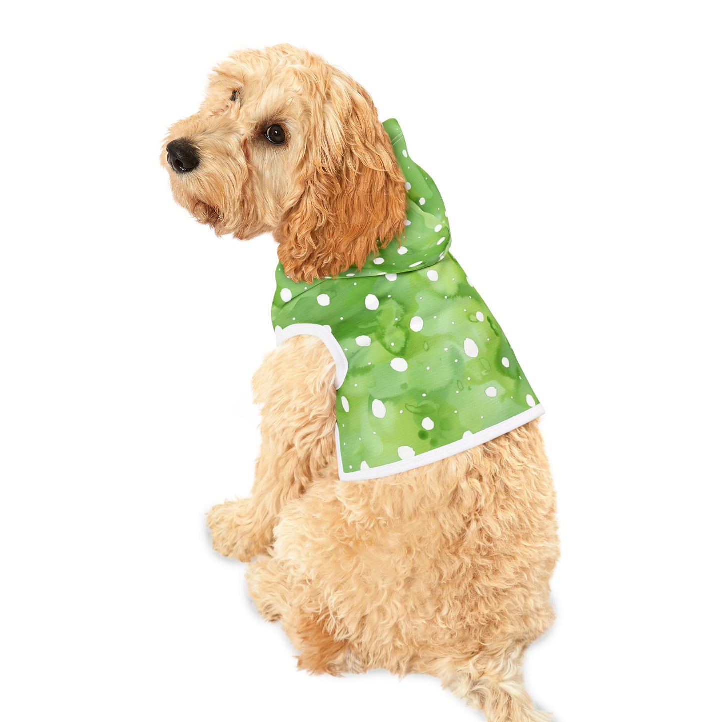 Green Watercolor Polka Dot Pet Hoodie