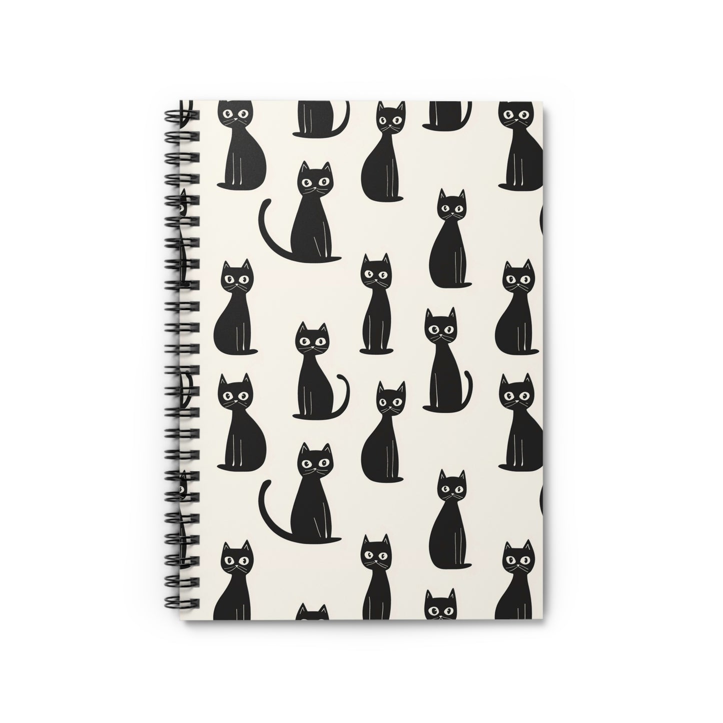 Black Cat Pattern Spiral Notebook