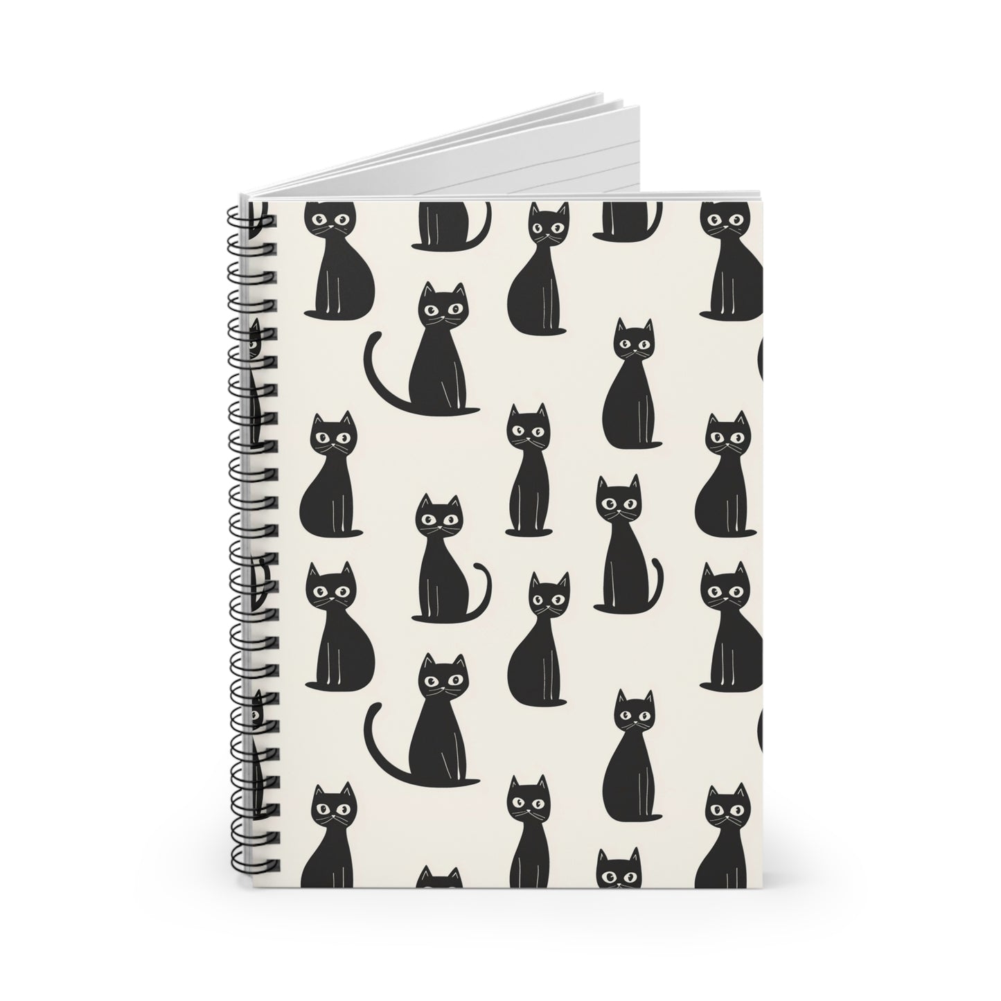 Black Cat Pattern Spiral Notebook