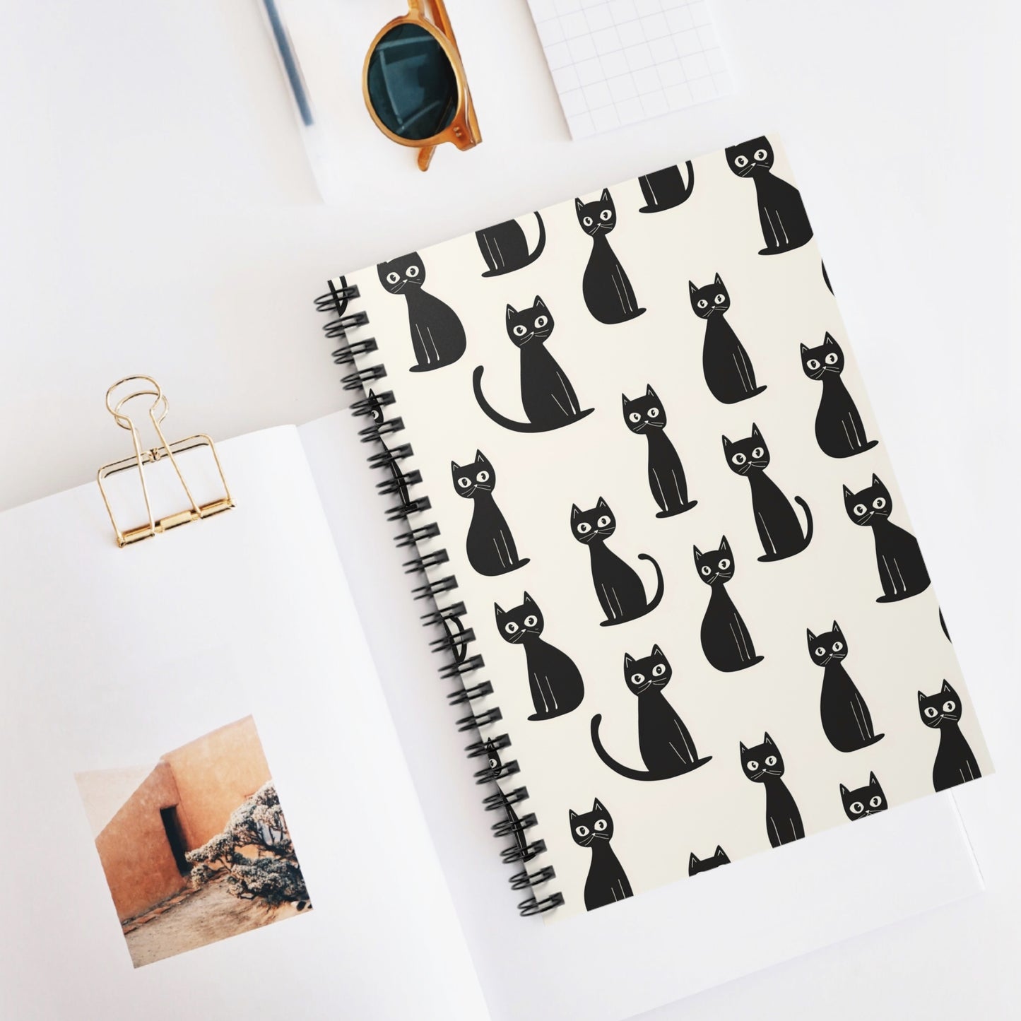 Black Cat Pattern Spiral Notebook
