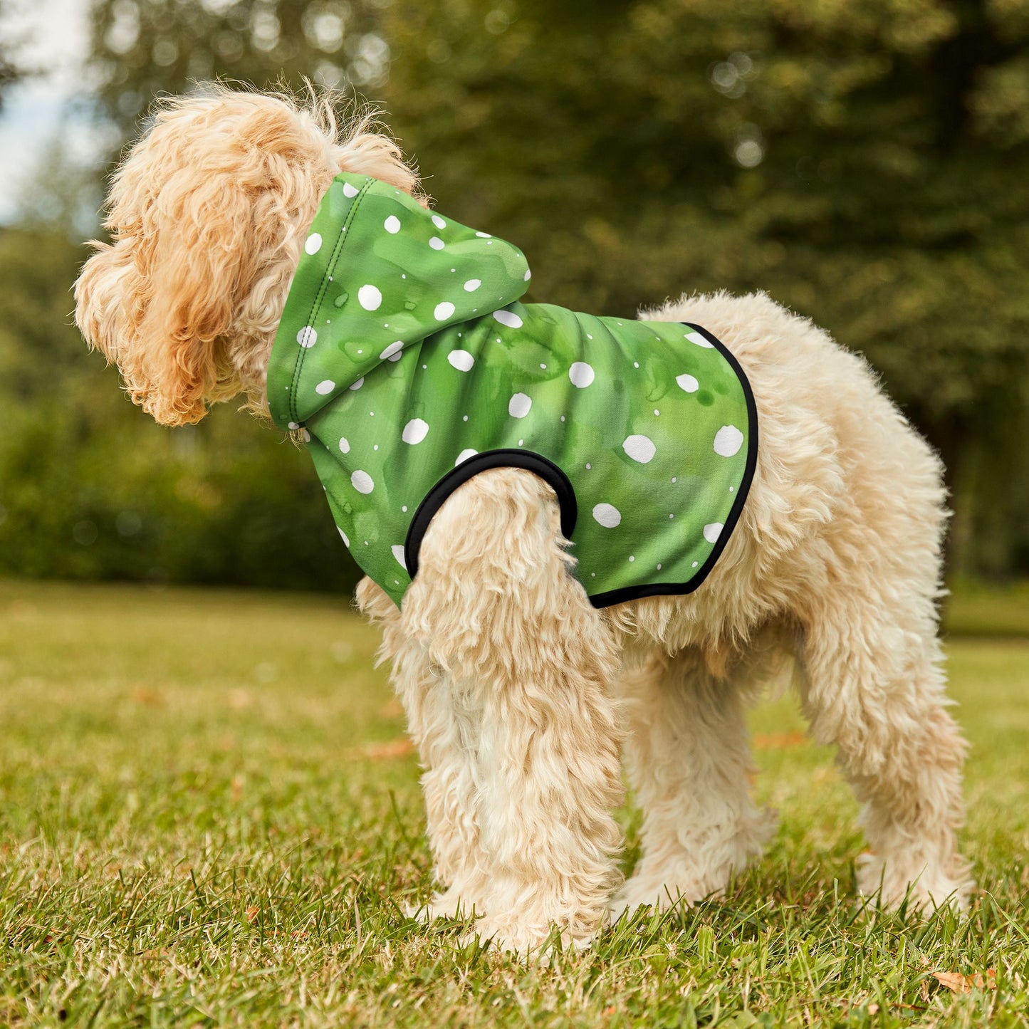 Green Watercolor Polka Dot Pet Hoodie