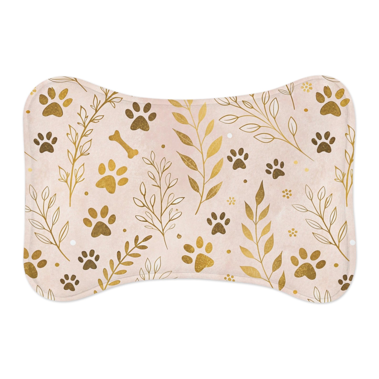 Pink Gold Paw Print & Botanical Spill-Proof Placemat