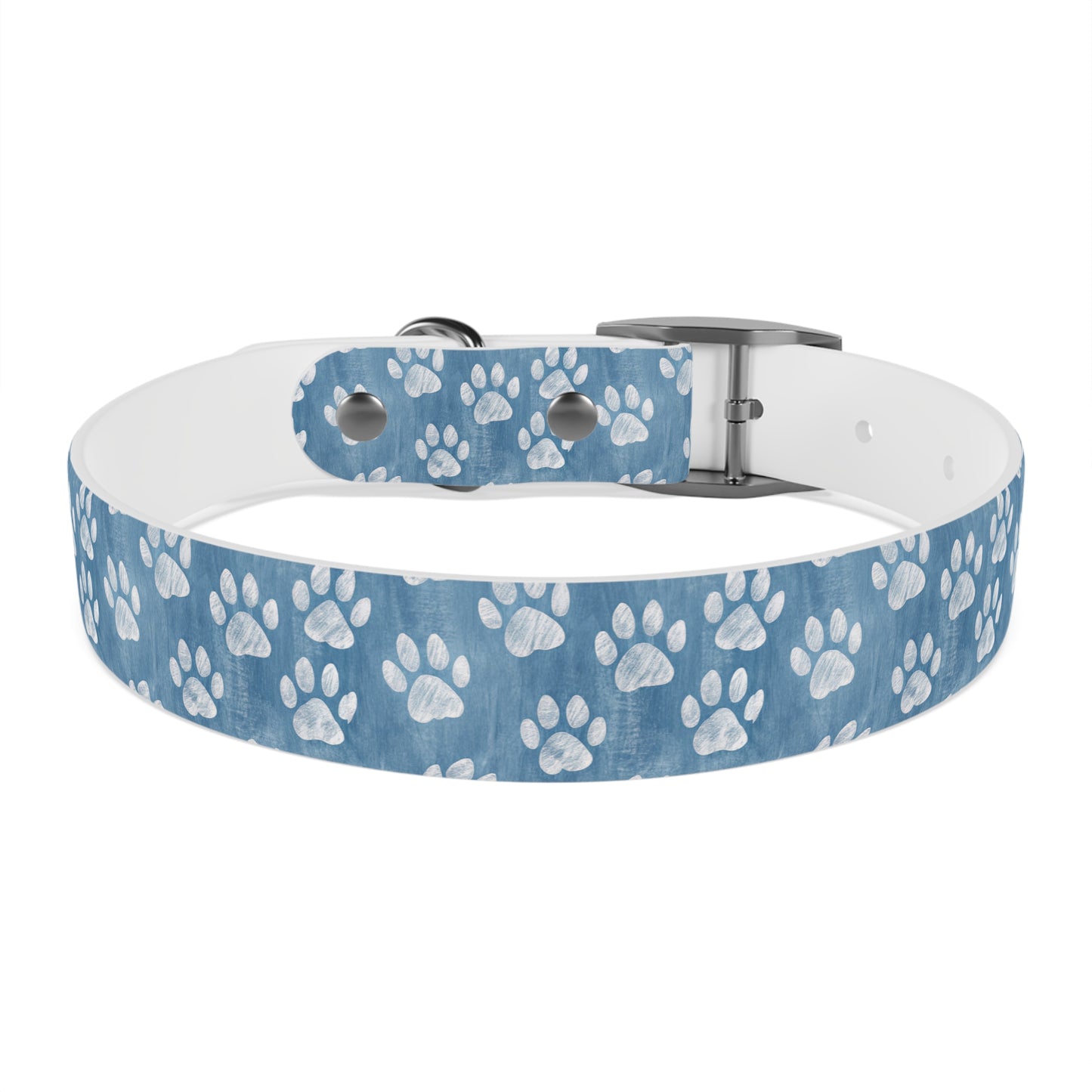 Blue Paw Print Dog Collar