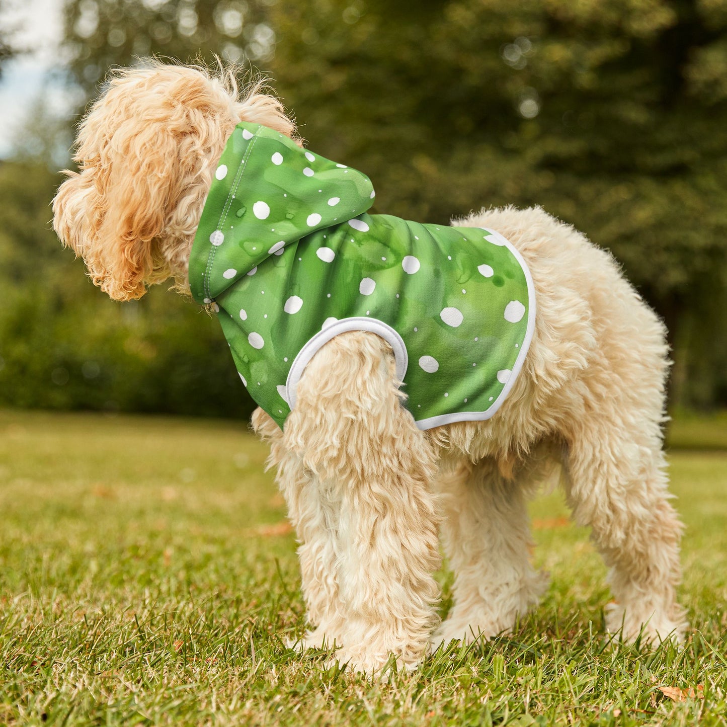 Green Watercolor Polka Dot Pet Hoodie