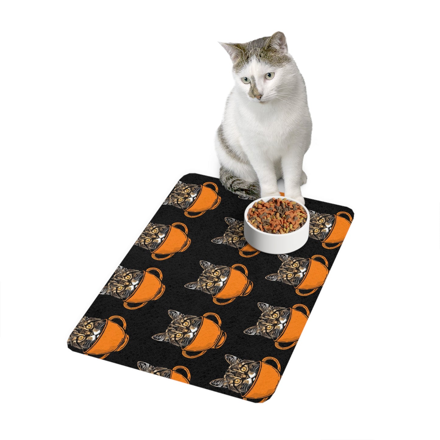 Cat in Tea Cup Pet Food Mat