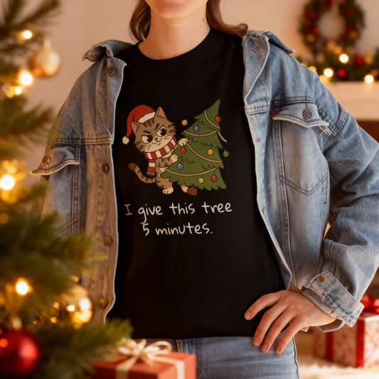 Cat Christmas Tree T-Shirt | Funny Holiday Tee